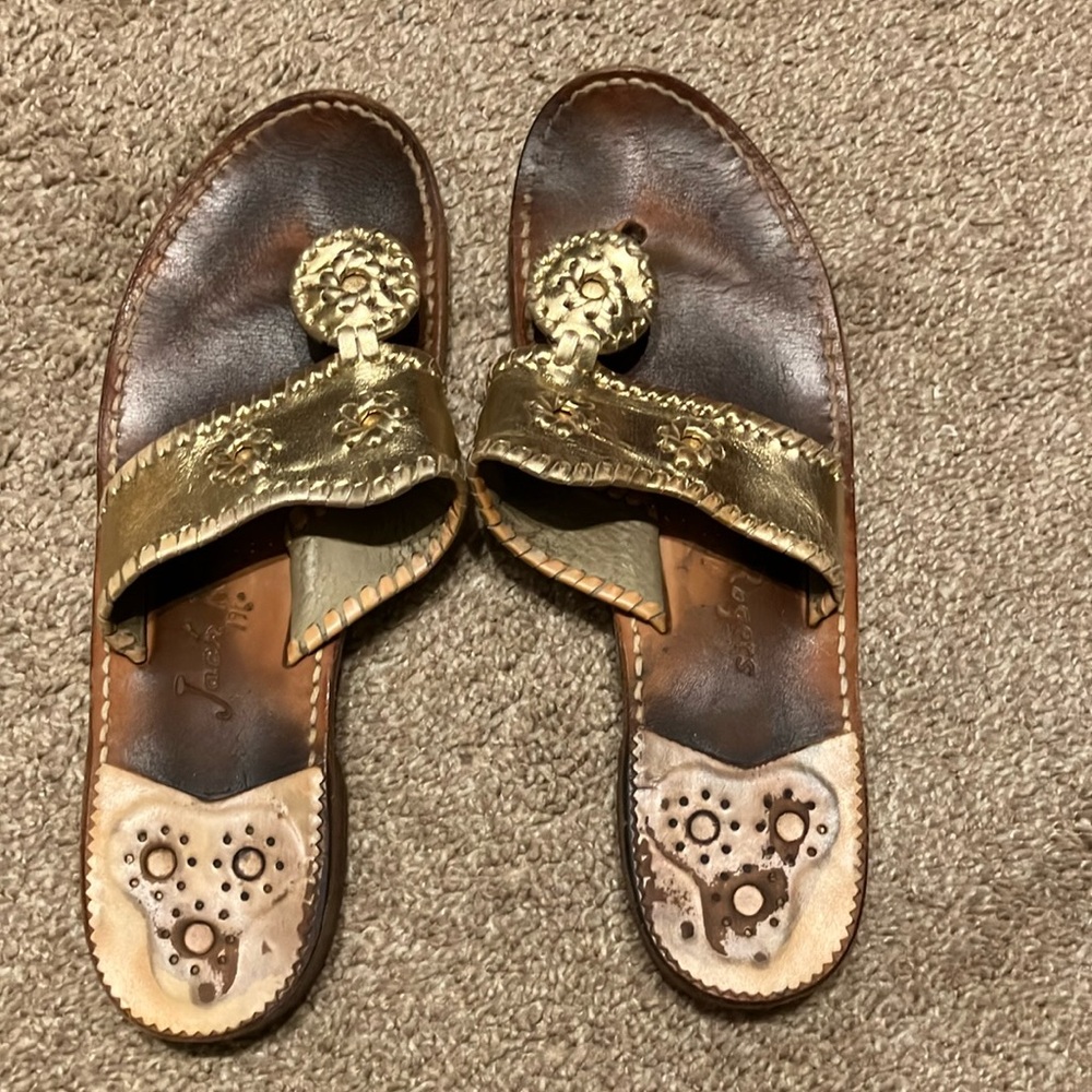 Gold Jack Rogers Flat Sandals